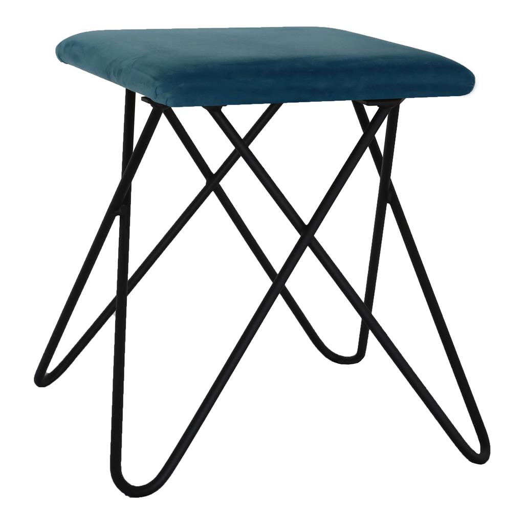 Hocker Chloe SCHWARZ Samt petrol