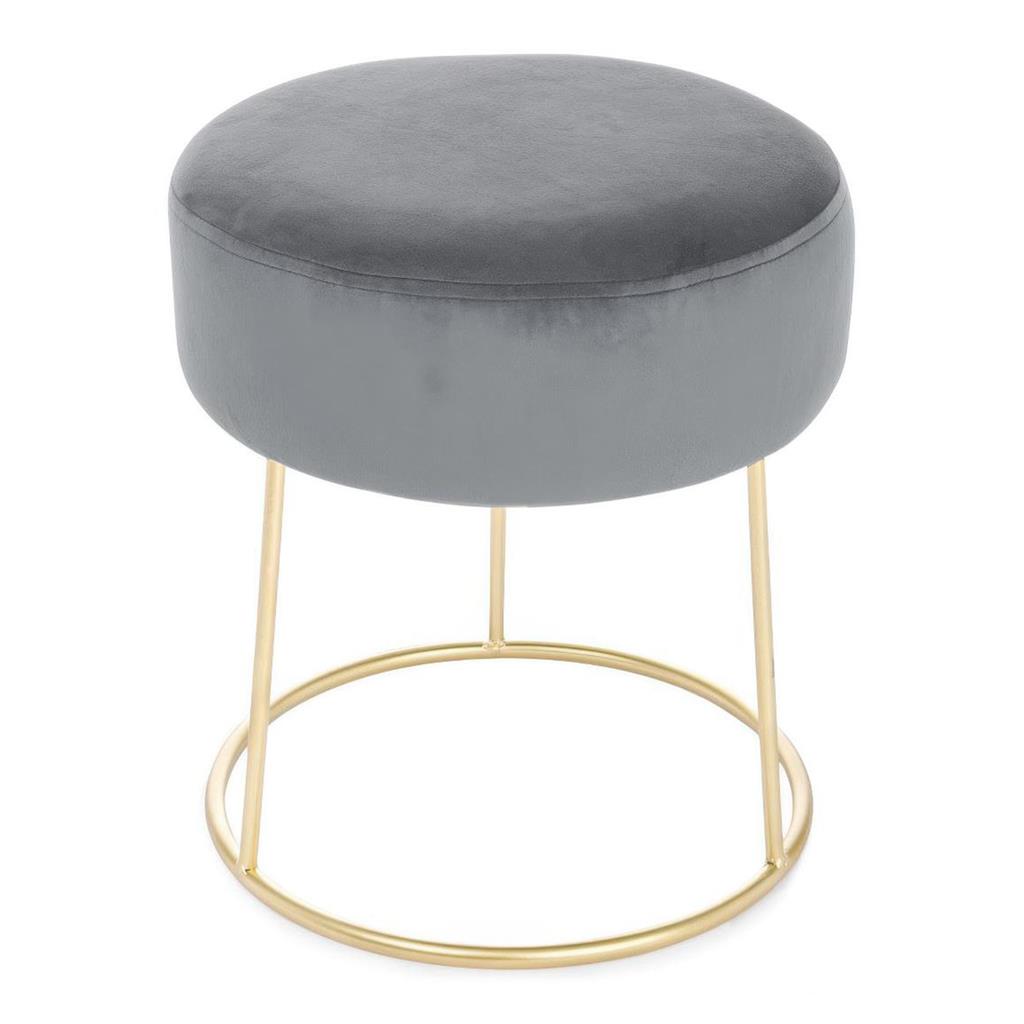 Samt-Hocker Clarissa Grau