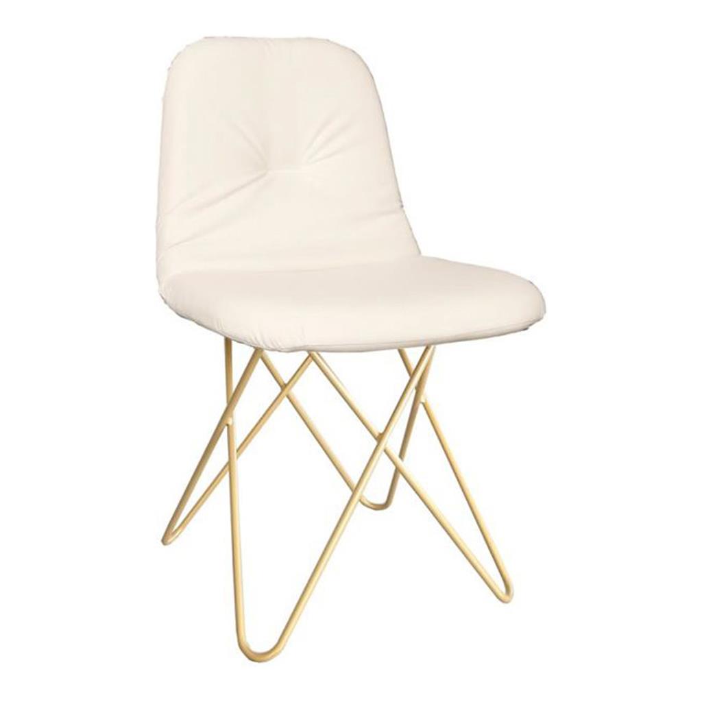Stuhl Chloe GESTELL GOLD Polster weiß PU-Leder