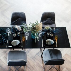 Stuhl Chloe GESTELL SCHWARZ Polster Samt Grau Schwarz Angebot5