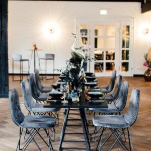 Stuhl Chloe GESTELL SCHWARZ Polster Samt Grau Schwarz Angebot7