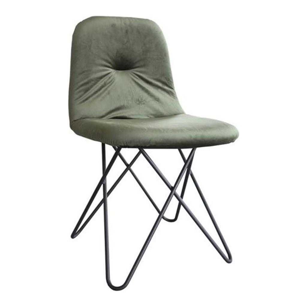 Stuhl Chloe GESTELL SCHWARZ Polster samt-grün schwarz