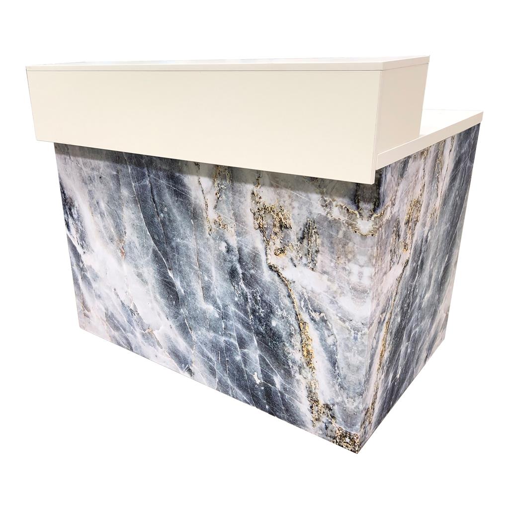 Thekenanlage Marmor BLAU Aufsatz weiß