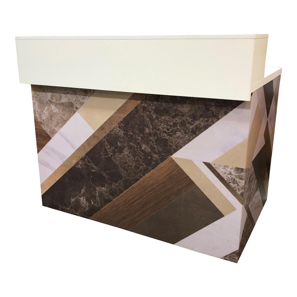 Thekenanlage Marmor BRAUN-HOLZ Aufsatz weiß