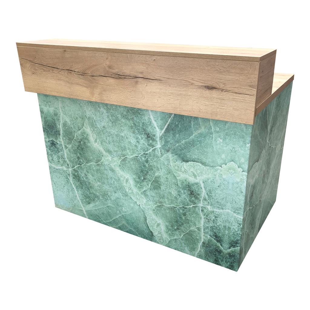 Thekenanlage Marmor GRÜN Aufsatz Eiche