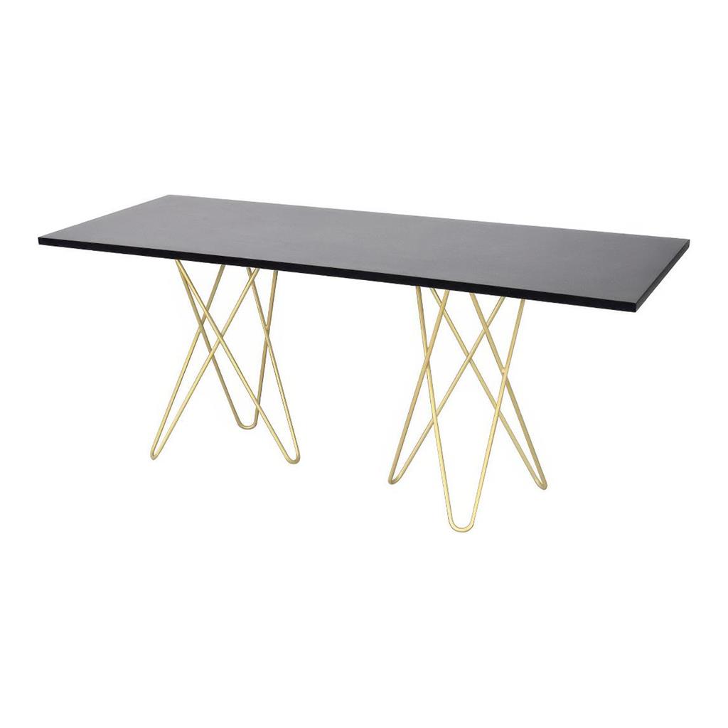 Tisch Chloe 180 x70cm schwarz, Füße gold