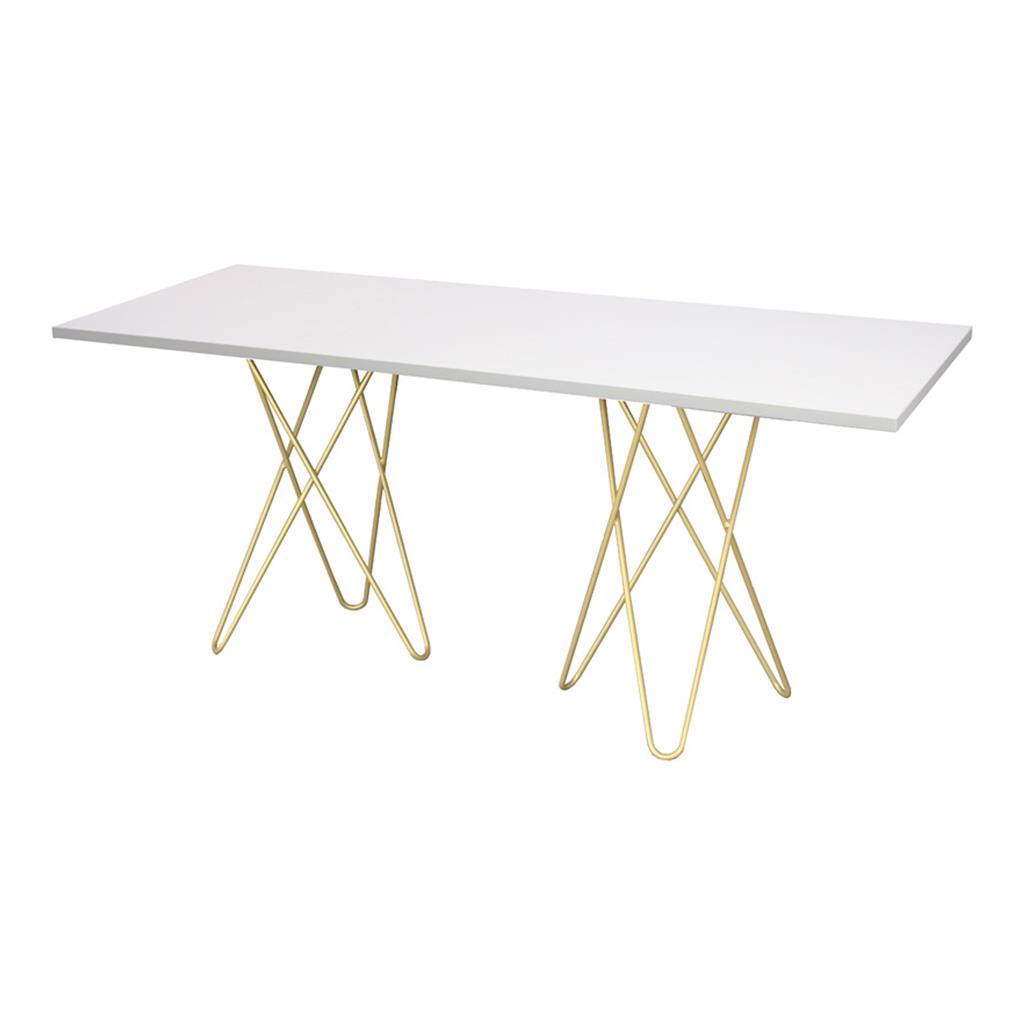 Tisch Chloe 180 x70cm weiß, Füße gold