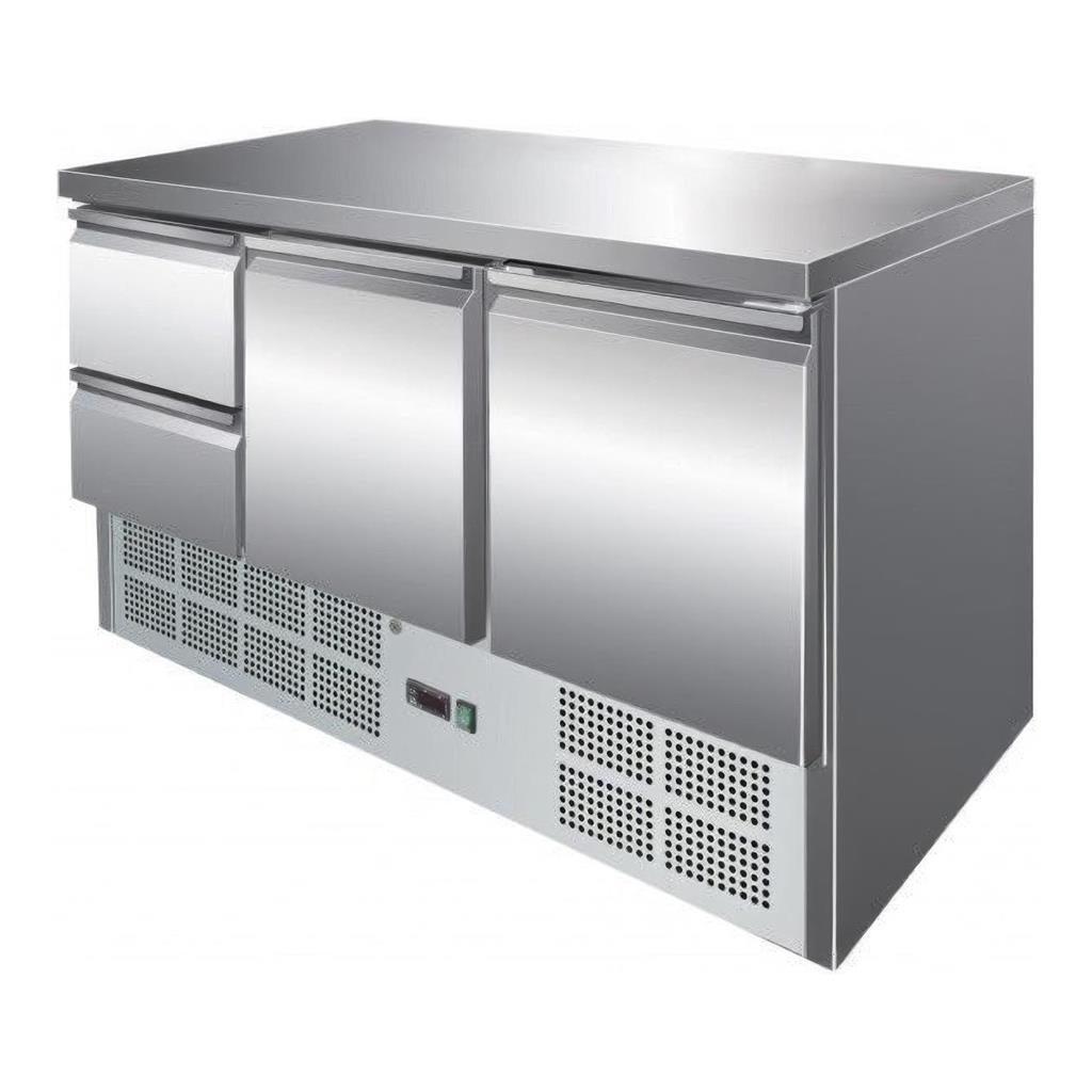 Unterbau Kühltisch mit 2 Türen und 2 Schubladen 400 L, 250W - 230V