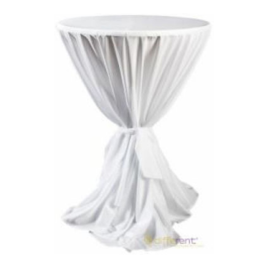 Stehtischüberzug weiß, inkl. Schmuckband