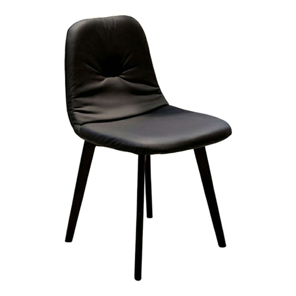 Stuhl Milo, Naturholz Polster schwarz PU-Leder