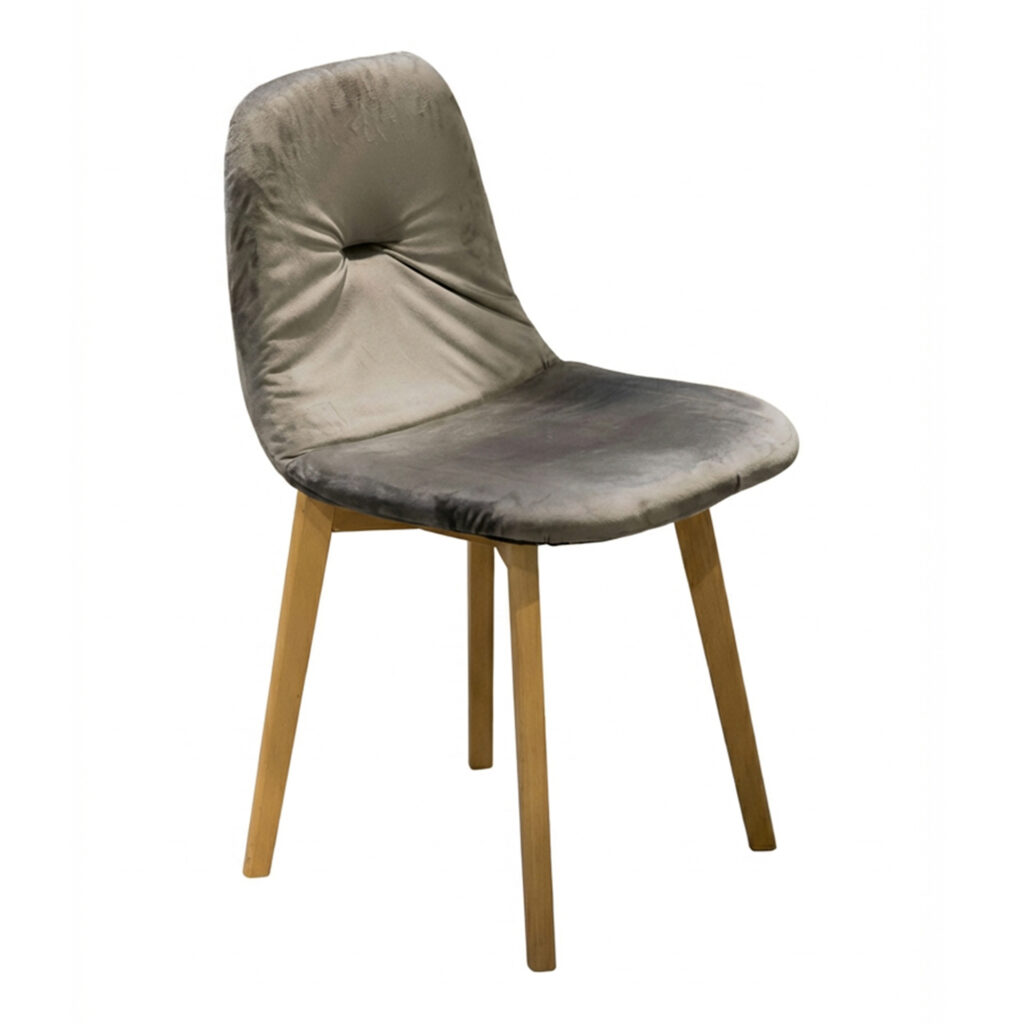 Stuhl Milo, Naturholz Polster samt-grau schwarz