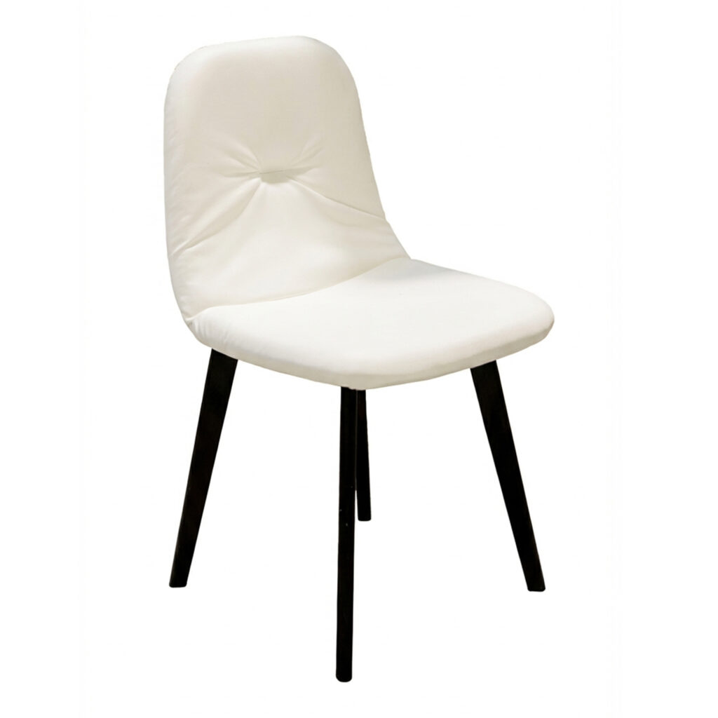 Stuhl Milo, dunkles Holz Polster weiß PU-Leder