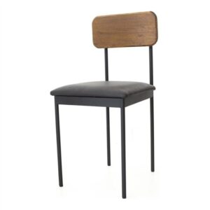 Stuhl Bernie Sitzauflage PU Leder Schwarz Lehne Holz Dunkel Angebot1